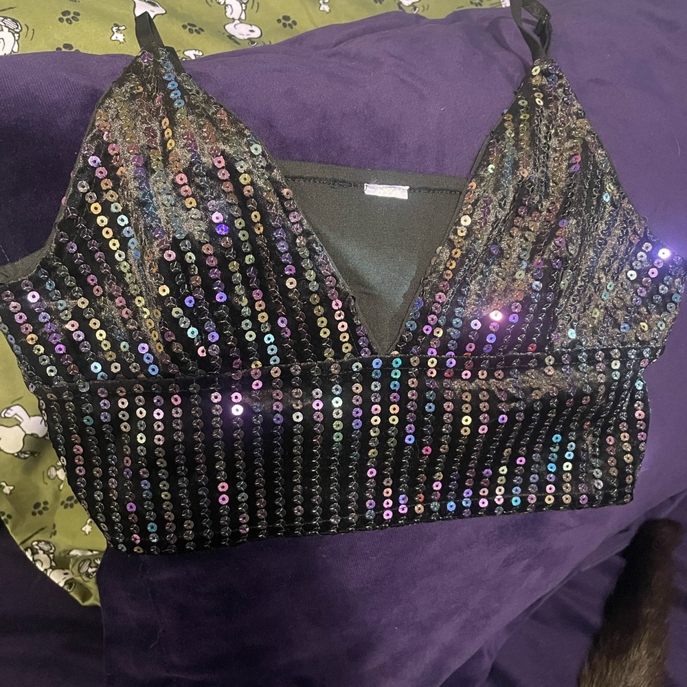 Beautiful sequin crop top, perfect for the Holidays!